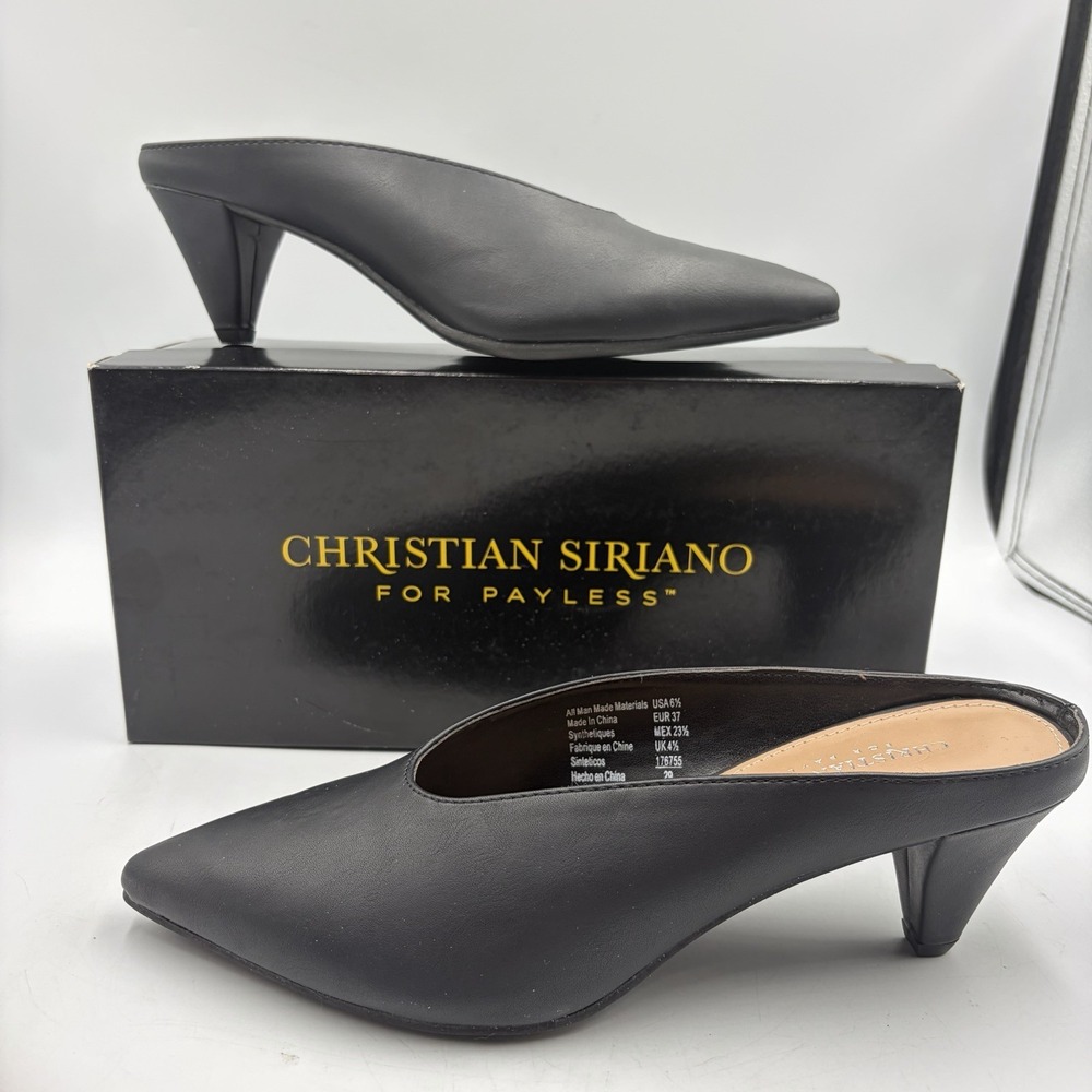 Christian Siriano for Payless Black Faux Leather Black Verbena Size 6.5 176755